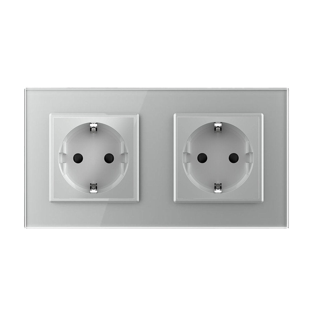 Livolo zweier Steckdose mit Glasblende in Grau