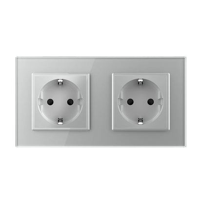 Livolo zweier Steckdose mit Glasblende in Grau