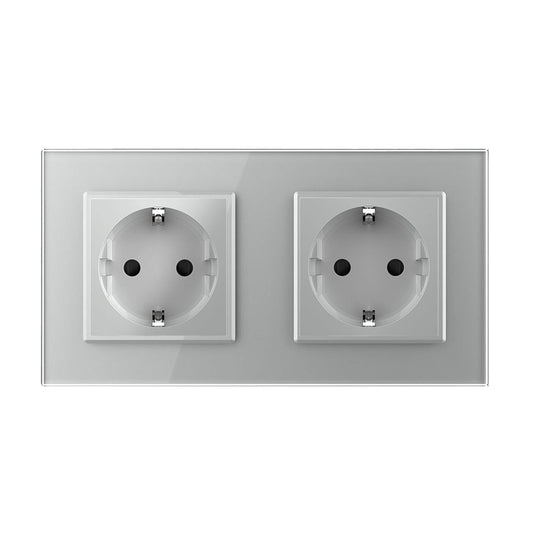 Livolo zweier Steckdose mit Glasblende in Grau