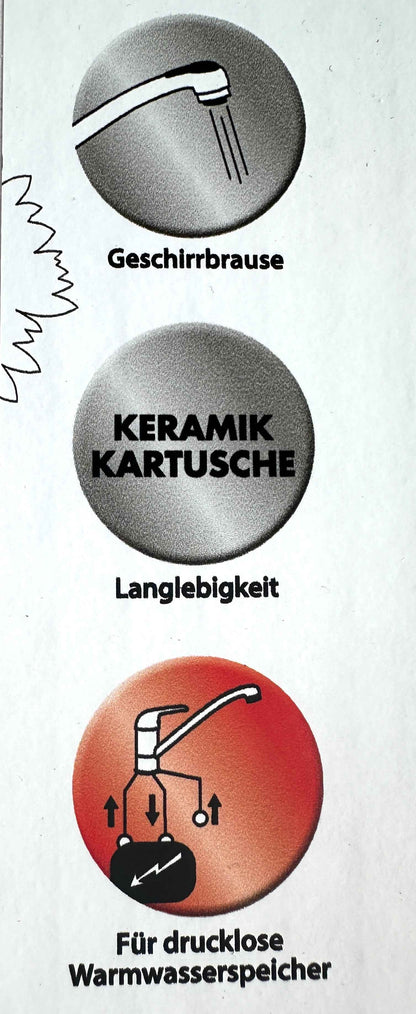 AquaSu „Bali Professional“ Spültisch-Einhebelmischer (Niederdruck, herausziehbar, chrom)