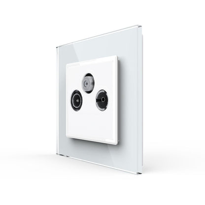 Livolo dreifaches SAT-/TV-/FM-Modul als End-Dose mit Glasblende Weiß