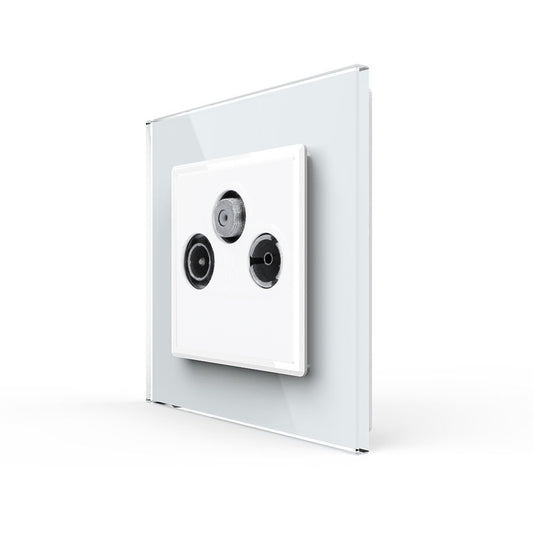 Livolo dreifaches SAT-/TV-/FM-Modul als End-Dose mit Glasblende Weiß