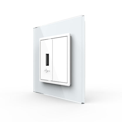 Livolo zweifaches, weißes USB-Modul zum Aufladen mit Glasrahmen