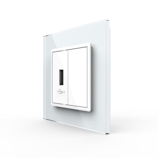 Livolo zweifaches, weißes USB-Modul zum Aufladen mit Glasrahmen