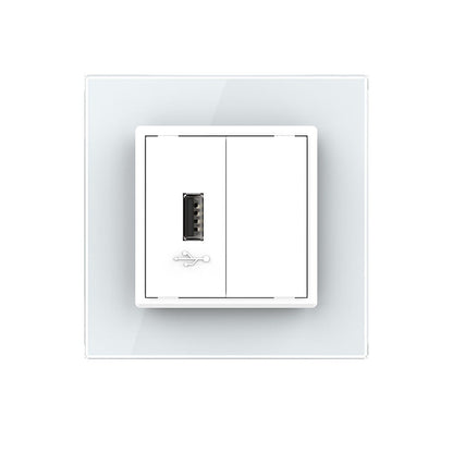 Livolo zweifaches, weißes USB-Modul zum Aufladen mit Glasrahmen