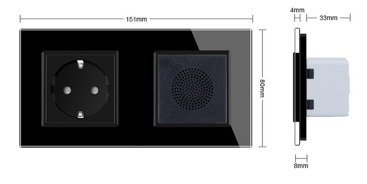 UP-Bluetooth-Lautsprecher + Steckdose inkl. schwarzem Glasrahmen