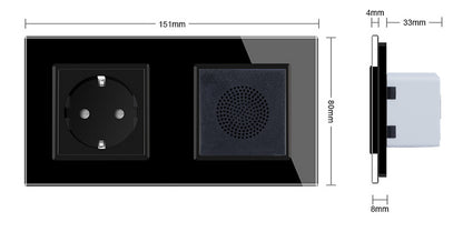UP-Bluetooth-Lautsprecher + Steckdose inkl. schwarzem Glasrahmen