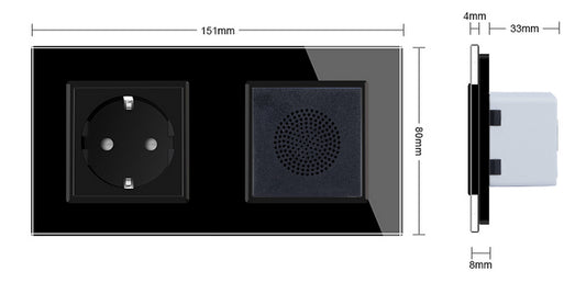 UP-Bluetooth-Lautsprecher + Steckdose inkl. schwarzem Glasrahmen