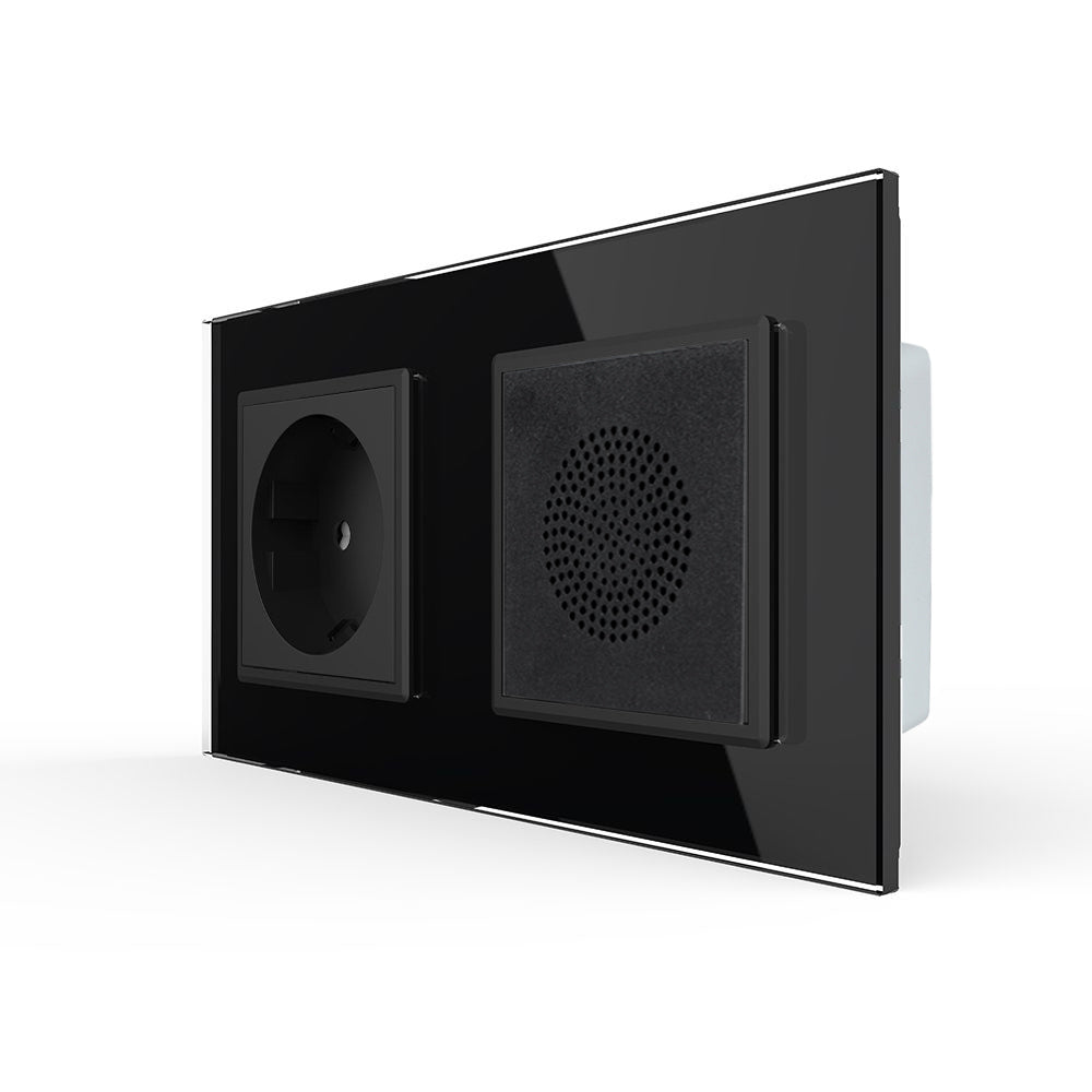 UP-Bluetooth-Lautsprecher + Steckdose inkl. schwarzem Glasrahmen