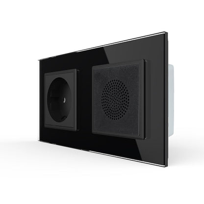 UP-Bluetooth-Lautsprecher + Steckdose inkl. schwarzem Glasrahmen