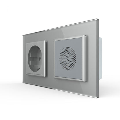 Livolo Steckdose und Lautsprecher mit Glasblende in Grau