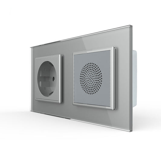 Livolo Steckdose und Lautsprecher mit Glasblende in Grau