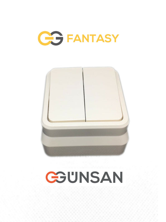 Fantasy Doppelschalter Cremeweiß 10A Aufputz Gunsan Einschalter Ausschalter 250V - WEIM24