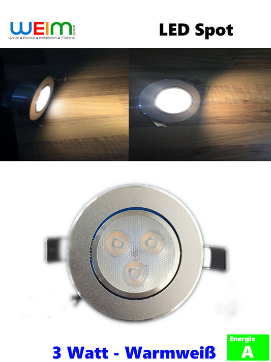 LED Spot Strahler 3W Einbauleuchte Deckenleuchte IP45 Warm-weiß - WEIM24