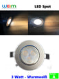 1 LED 3W Spot Strahler Einbauleuchte Strahler Deckenleuchte IP45 Warm-weiß - WEIM24