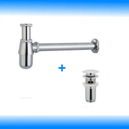 Sifon Siphon Pop Up Ablaufventil Ablaufgarnitur Überlauf Waschbecken Abfluss Set - WEIM24