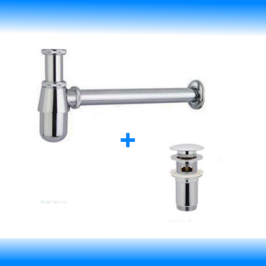 Sifon Siphon Pop Up Siphon Ablaufventil Set für Waschbecken Abflussgarnitur mit Überlauf - WEIM24