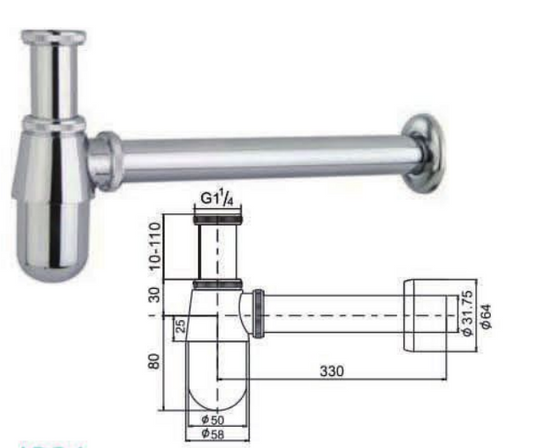 Siphon Ablaufventil Set mit Überlauf für Waschbecken - Sifon Pop Up Ablaufventil Set - WEIM24