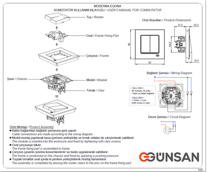 UP Schalterprogramme Eqona / Radius Cremeweiß Günsan