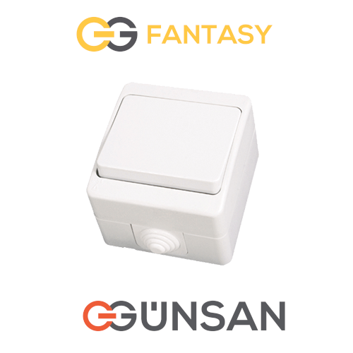 Günsan Feuchtraumschalter IP54 Weiß Aufputz Einschalter Ausschalter Fantasy NEU