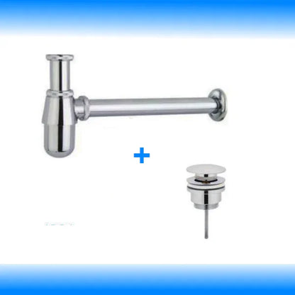 Sifon Siphon Pop Up Ablaufventil Ablaufgarnitur Überlauf Waschbecken Abfluss Set - WEIM24