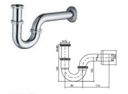 Sifon Siphon Ablaufventil Set Pop Up Ablaufgarnitur Überlauf Waschbecken Abfluss - WEIM24