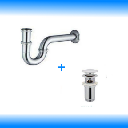 Sifon Siphon Ablaufventil Set Pop Up Ablaufgarnitur Überlauf Waschbecken Abfluss - WEIM24