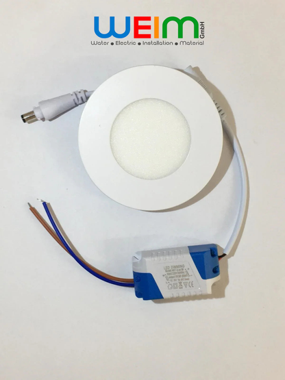 LED Panel Einbaustrahler Rund Eckig 3 Watt Naturweiß Warmweiß Dimmbarkeit - WEIM24