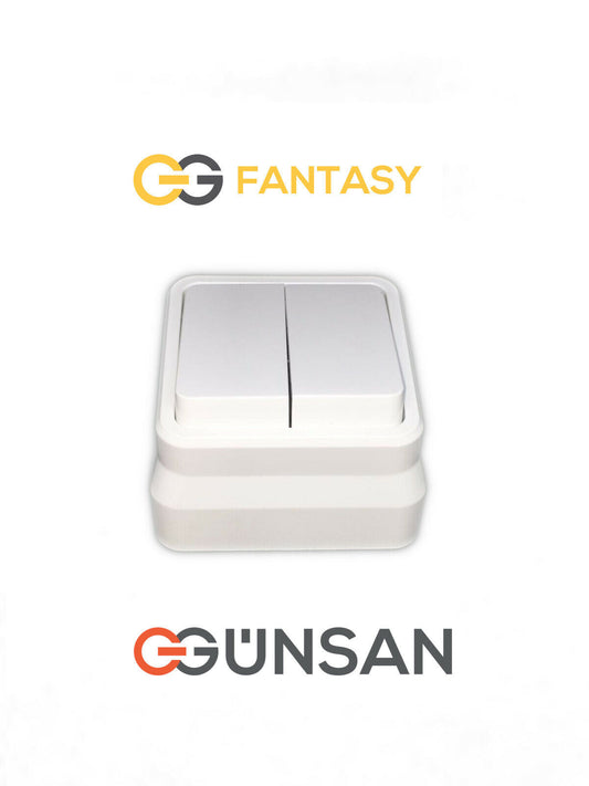 Fantasy Doppelschalter Weiß 10A 250V Aufputz Gunsan Ausschalter Einschalter - WEIM24