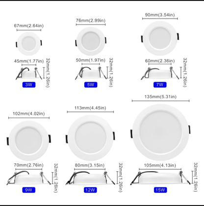 3W 5W 9W LED Einbauleuchten ultraflach IP44 Naturweiß Deckenspots Strahler Panel