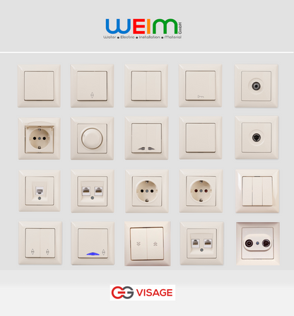 Schuko Steckdose Dimmer Unterputz Jalousie Schalter Taster TV Visage Cremeweiß - WEIM24