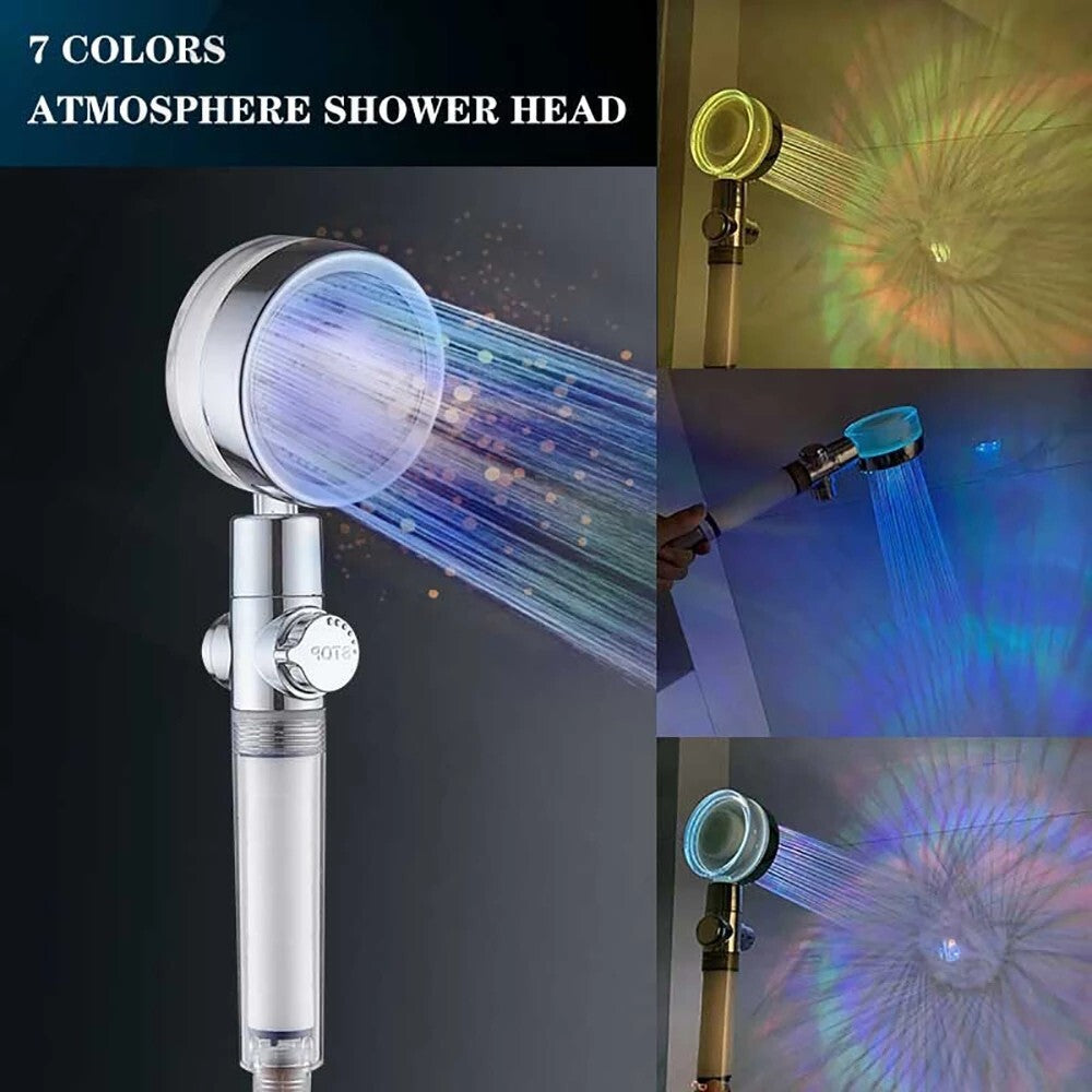 LED Duschkopf RGB - Moderner Luxus mit Filter und Wassersparfunktion, farbige LED-Beleuchtung - WEIM24