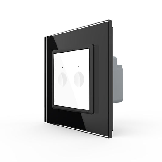 Zweifacher NOTCH-Wechsel-/Kreuzschalter in schwarzer Glasblende