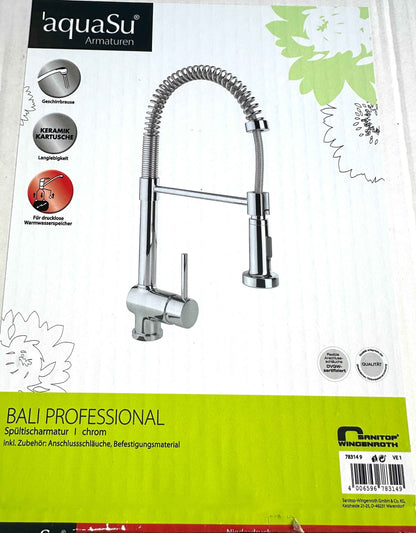 AquaSu „Bali Professional“ Spültisch-Einhebelmischer (Niederdruck, herausziehbar, chrom)