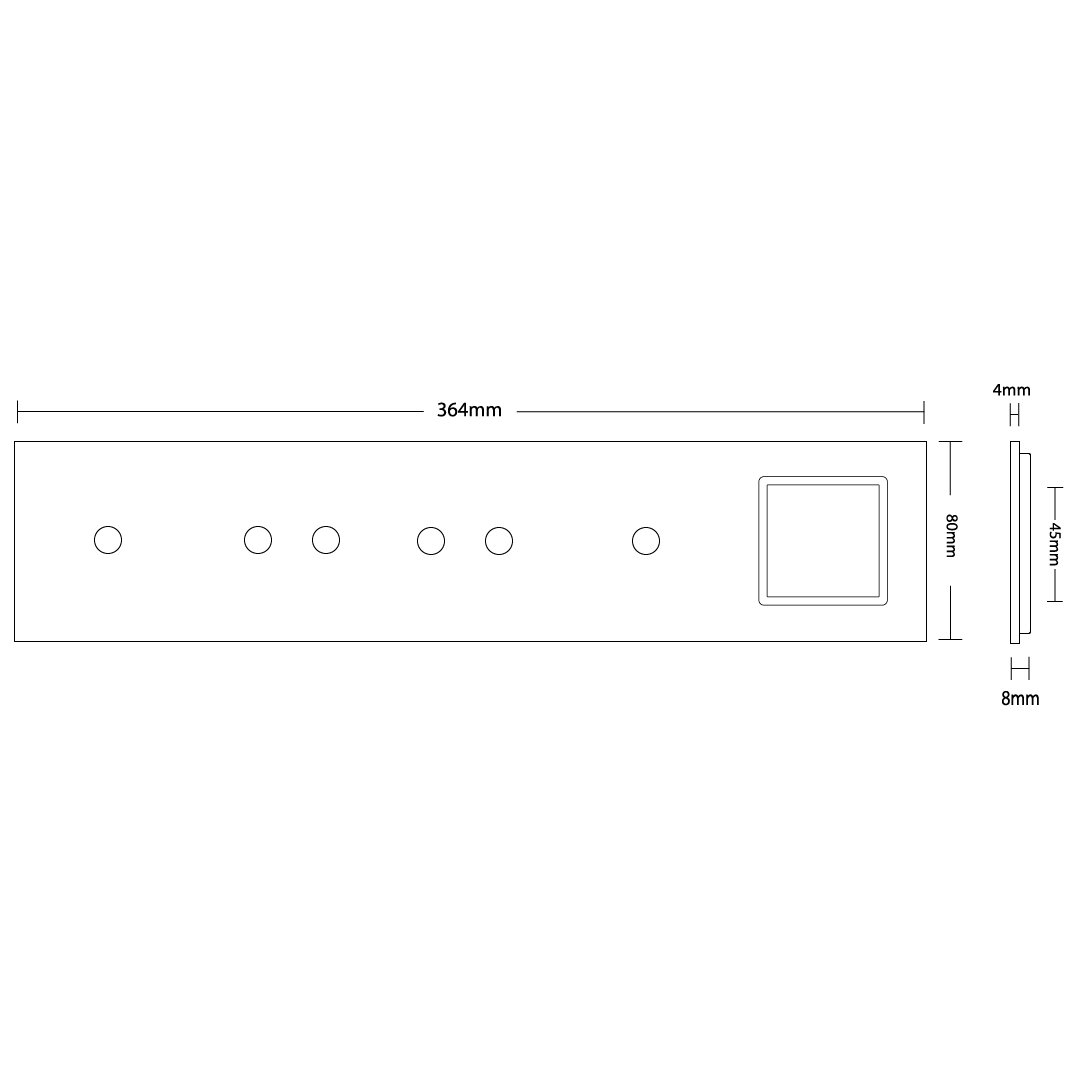 Weiße Glasblende für 2 1-fache + 2 2-fache Touch-Schalter + 1 Modul