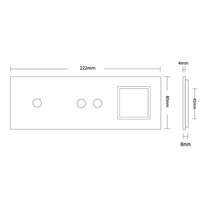 Weiße Glasblende für 1 1-fachen + 1 2-fachen Touch-Schaltler + Modul