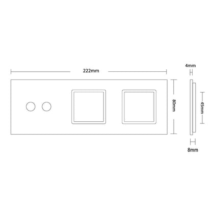 Dreifache, schwarze Glasblende für Livolo Touch-Schalter + Module