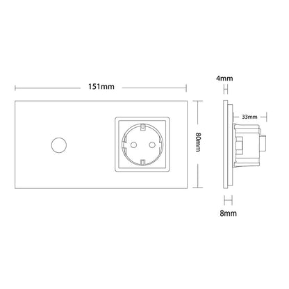 LIVOLO Touch Lichtschalter mit Steckdose inkl. Glasblende in Weiß