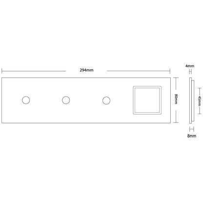 Vierfache, schwarze Glasblende für vier Touch-Schalter + Modul