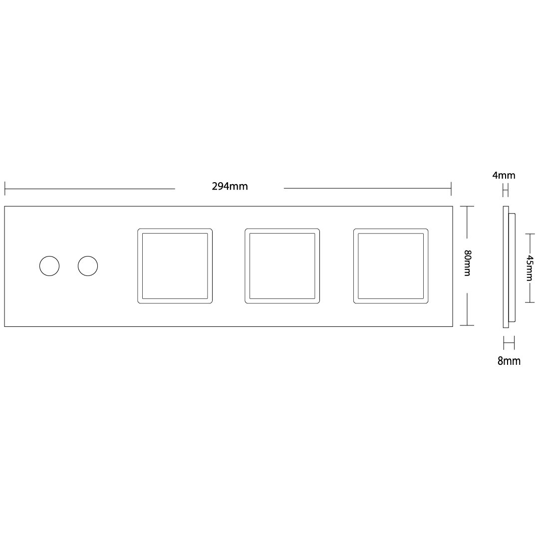 Weiße Glasblende für 1 2-fachen Touch-Schalter + 3 Module