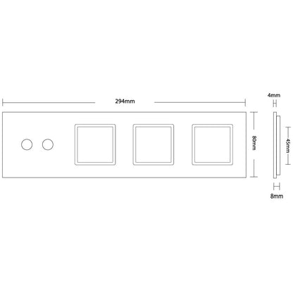 Weiße Glasblende für 1 2-fachen Touch-Schalter + 3 Module