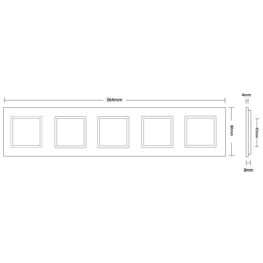 Schwarze Glasblende für fünf Livolo Module