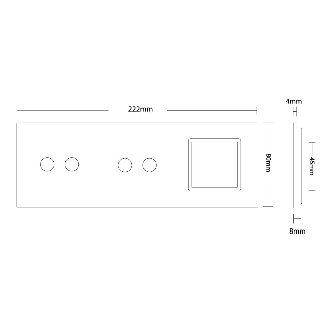 Weiße Glasblende für 2 2-fache Touch-Schalter + Modul