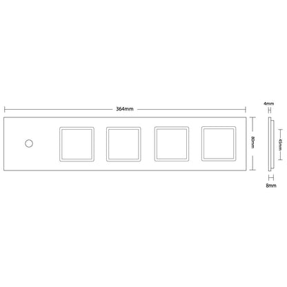 Weiße Glasblende für 1 1-fachen Touch-Schalter + 4 Module