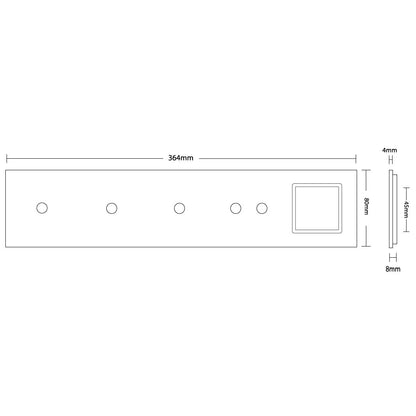Weiße Glasblende für 3 1-fache + 1 2-fachen Touch-Schalter + 1 Modul
