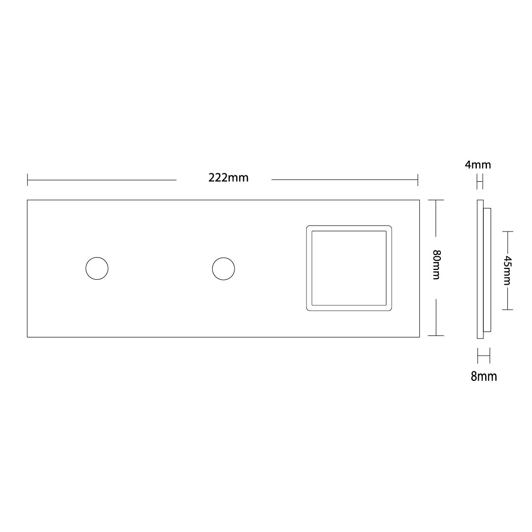 Weiße Glasblende für 2 1-fache Touch-Schalter + Modul