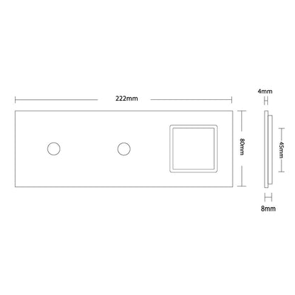 Weiße Glasblende für 2 1-fache Touch-Schalter + Modul