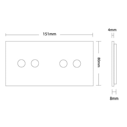 Weiße Glasblende für 2 2-fache Touch-Schalter