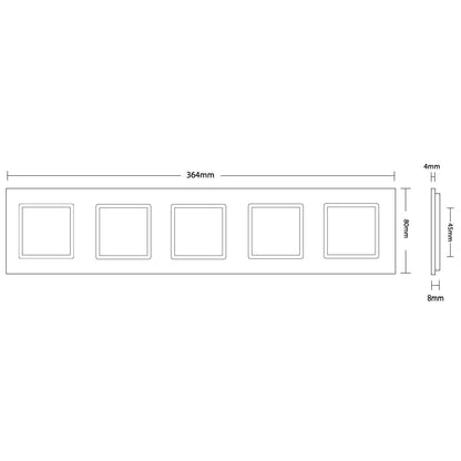 Fünffache, schwarze Glasblende für 5 Module