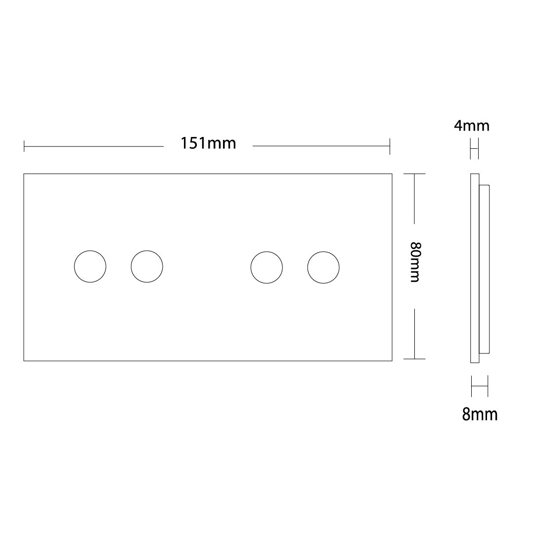 Weiße Glasblende für 2 2-fache Touch-Schalter (11-A)
